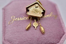 Load image into Gallery viewer, Vintage 18k Gold Animated 3D Cuckoo Clock Charm
