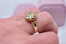 Load image into Gallery viewer, 18K Yellow Gold Victorian 1.50cts Old Mine Cut Diamond Cluster Halo Ring