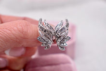 Load image into Gallery viewer, Rare Art Deco 18K White Gold 1.00cts Round & Baguette Diamond Earrings