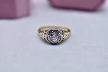 Load image into Gallery viewer, Vintage 14K Yellow Gold & Platinum Octagonal Edwardian Old European Cut Diamond Engagement Ring