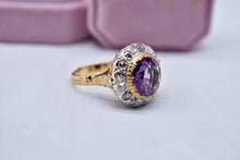 Load image into Gallery viewer, Remake Victorian 18K Yellow Gold & Platinum Halo Old Rose Cut Diamond and Alexandrite Ring