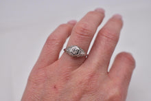 Load image into Gallery viewer, Vintage 18K White Gold Art Deco Dainty Hexagon Diamond Engagement Ring