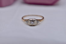 Load image into Gallery viewer, Vintage 14K Yellow Gold Edwardian Dainty Diamond Engagement Ring