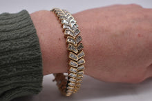 Load image into Gallery viewer, Vintage 14K Yellow Gold Vintage Baguette 8.00cts Diamond Chevron Style Bracelet