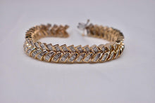 Load image into Gallery viewer, Vintage 14K Yellow Gold Vintage Baguette 8.00cts Diamond Chevron Style Bracelet