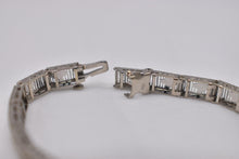 Load image into Gallery viewer, Vintage Art Deco 10K White Gold Sapphire Filigree Bracelet