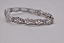 Load image into Gallery viewer, Vintage Art Deco 10K White Gold Diamond Filigree Bracelet