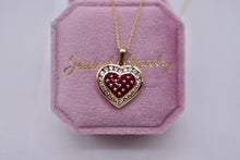 Load image into Gallery viewer, Vintage 14K Yellow Gold Ruby and Diamond Heart Necklace