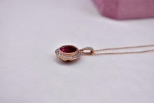 Load image into Gallery viewer, LeVian 14K Rose Gold Oval Pink Tourmaline and Diamond Reversible Necklace