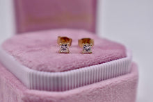 Load image into Gallery viewer, 14K Yellow Gold Princess Cut Natural Diamond Push Back Stud Earrings 0.30cts