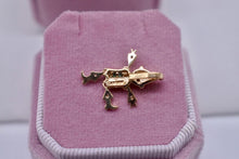 Load image into Gallery viewer, Authentic 14K Yellow Gold Animated Moveable Emerald & Diamond Clown Jester Pendant/Charm