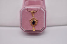 Load image into Gallery viewer, 10K Yellow Gold Victorian Sapphire & Old Mine Cut Lavalier Necklace