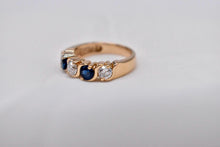 Load image into Gallery viewer, Vintage 14K Yellow Gold Sapphire and Diamond Heavy S Style Band