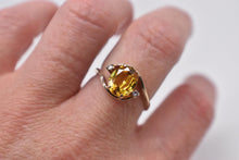 Load image into Gallery viewer, Vintage 10K Yellow Gold Vintage Lab Grown Yellow Sapphire & Diamond Accented Bypass Style Ring