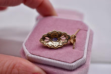 Load image into Gallery viewer, Vintage Midcentury 14K Yellow Gold Sapphire & Diamond Navette Style Necklace