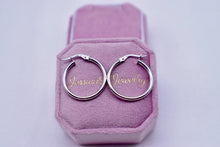 Load image into Gallery viewer, Vintage 14K White Gold 24mm Classic Tube Hoop Earrings