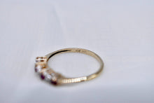 Load image into Gallery viewer, Vintage 10K Yellow Gold Vintage Dainty Ruby & Diamond Band
