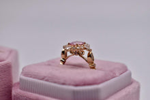 Load image into Gallery viewer, 14K Yellow Gold Custom Made Oval Morganite and Diamond Halo Ring