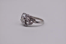 Load image into Gallery viewer, Beautiful 18K White Gold Art Deco Vintage Hand Sculpted Floral Old European Cut Natural Diamond Band