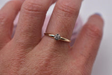 Load image into Gallery viewer, Vintage 14K Yellow Gold Solitaire 0.09cts Illusion Diamond Engagement Ring