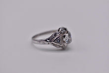 Load image into Gallery viewer, Vintage 18K White Gold Art Deco Old European Cut Accented Diamond Engagement Ring