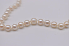 Load image into Gallery viewer, Vintage 10K White Gold 16.5 Inch Graduated Fresh Water White High Quality Shell Pearl Necklace Strand