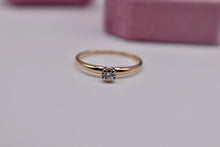 Load image into Gallery viewer, Vintage 14K Yellow Gold Solitaire 0.09cts Illusion Diamond Engagement Ring