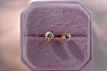 Load image into Gallery viewer, Victorian 14K Gold Round Natural Old Mine Cut Diamond Screw Back Stud Earrings 0.80cts