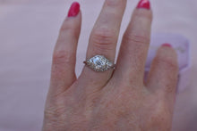 Load image into Gallery viewer, Vintage 18K White Gold Art Deco Octagonal Diamond Filagree Engagement Ring
