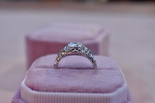 Load image into Gallery viewer, Vintage 18K White Gold Art Deco Octagonal Diamond Filagree Engagement Ring