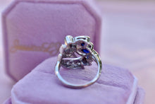 Load image into Gallery viewer, Art Nouveau 14K White Gold Fancy Multi Natural Diamond & Marquise Sapphire Ring