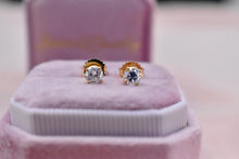 Load image into Gallery viewer, 14K Yellow Gold Round Natural Earth Mined Diamond Push Back Stud Earrings 0.98cts