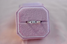 Load image into Gallery viewer, Vintage 14K White Gold Solitaire 0.09cts Illusion Diamond Engagement Ring