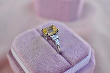 Load image into Gallery viewer, Vintage 14K White Gold GGTL No Heat Natural Yellow Sapphire and Diamond Ring