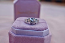 Load image into Gallery viewer, Vintage 18K White Gold Art Deco Filigree Square Shape Old European Cut Natural Diamond Ring