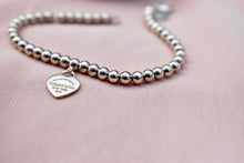 Load image into Gallery viewer, Preloved Vintage TCO Genuine Mini Pink Enamel Heart Beaded Bracelet Sterling Silver