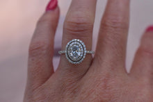 Load image into Gallery viewer, 14K White Gold Double Halo IGI Certified 1.30cts Lab Grown Oval Diamond Engagement Ring
