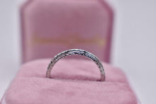 Load image into Gallery viewer, Beautiful 18K White Gold Vintage Belais Hand Engraved Art Deco Wedding Band
