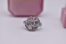 Load image into Gallery viewer, Platinum Art Nouveau Revival Swirl Style Natural Multi Diamond Ring
