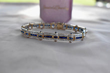 Load image into Gallery viewer, 14K Yellow Gold Vintage 8.04cts Three Row Natural Sapphire and Natural Diamond Tennis Bracelet