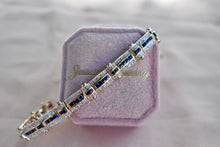 Load image into Gallery viewer, 14K Yellow Gold Vintage 8.04cts Three Row Natural Sapphire and Natural Diamond Tennis Bracelet