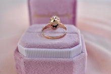 Load image into Gallery viewer, Victorian 14K Rose Gold Oval Opal & Old Rose Cut Diamond Halo Ring