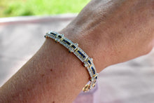Load image into Gallery viewer, 14K Yellow Gold Vintage 8.04cts Three Row Natural Sapphire and Natural Diamond Tennis Bracelet