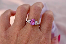 Load image into Gallery viewer, Vintage 18K White Gold GIA No Heat Natural Pink Sapphire Diamond Ring
