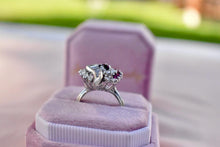 Load image into Gallery viewer, 14K White Gold Vintage Natural Ruby & Diamond Cocktail Statement Ring