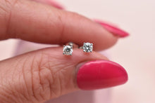 Load image into Gallery viewer, 14K White Gold Round Natural Diamond Push Back Stud Earrings 0.25cts