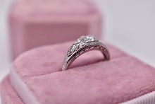 Load image into Gallery viewer, Vintage Platinum Art Deco Filigree Square Shape Old European Cut Diamond Ring