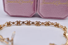 Load image into Gallery viewer, 14K Yellow Gold Vintage Unique Link Style Hinged 0.18cts Natural Diamond Bracelet