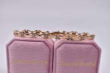 Load image into Gallery viewer, 14K Yellow Gold Vintage Unique Link Style Hinged 0.18cts Natural Diamond Bracelet