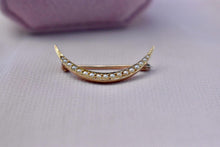Load image into Gallery viewer, Vintage Victorian 14K Yellow Gold Crescent Moon Pearl Brooch/Pin